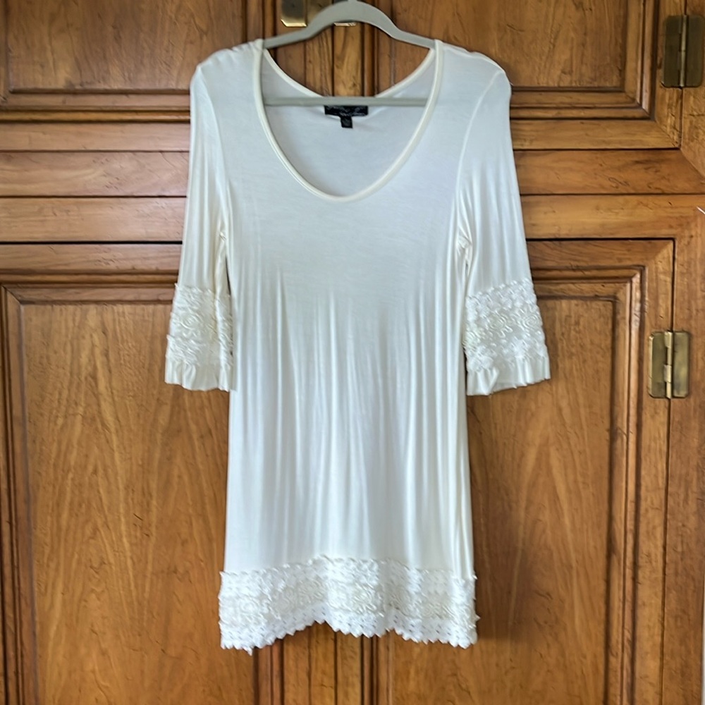 Gretty Zueger Tunic, Size Small, Ivory, Stretch